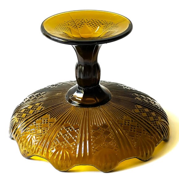 Vintage Amber Centerpiece Compote Early 20th Century Large European Candy Dish - Picture 11 of 11